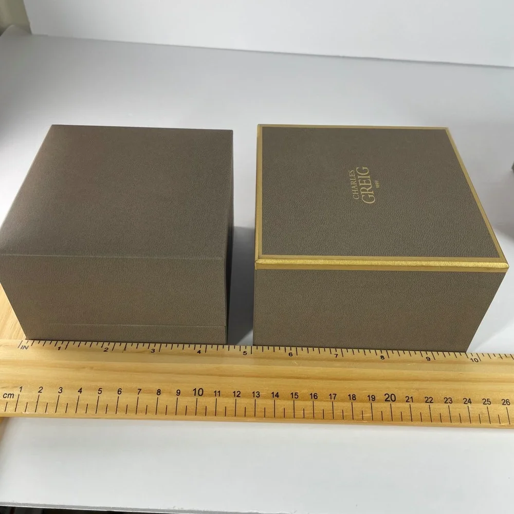 Charles Greig 1899 Luxury Jewelry Watch Presentation Box Set Brown Gold Trim
